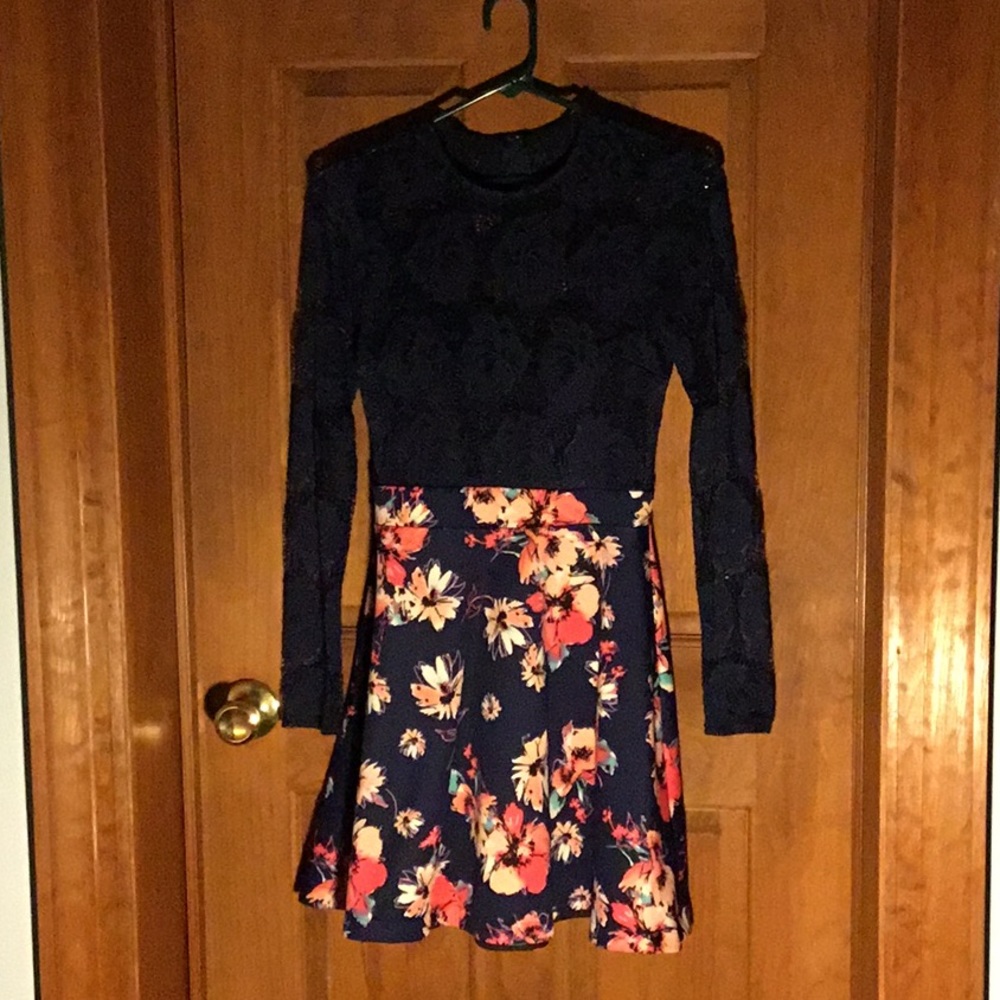 Beautiful Dress Navy with Floral Skirt